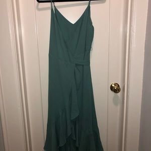 Large Teal High/Low wrap dress